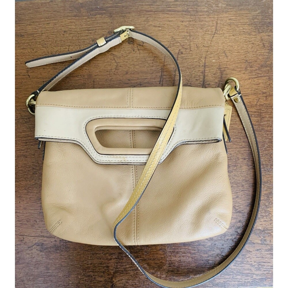 COACH 13388 Pristine! Bonnie Cashin Vintage tan two-tone leather foldover bag - Picture 2 of 9